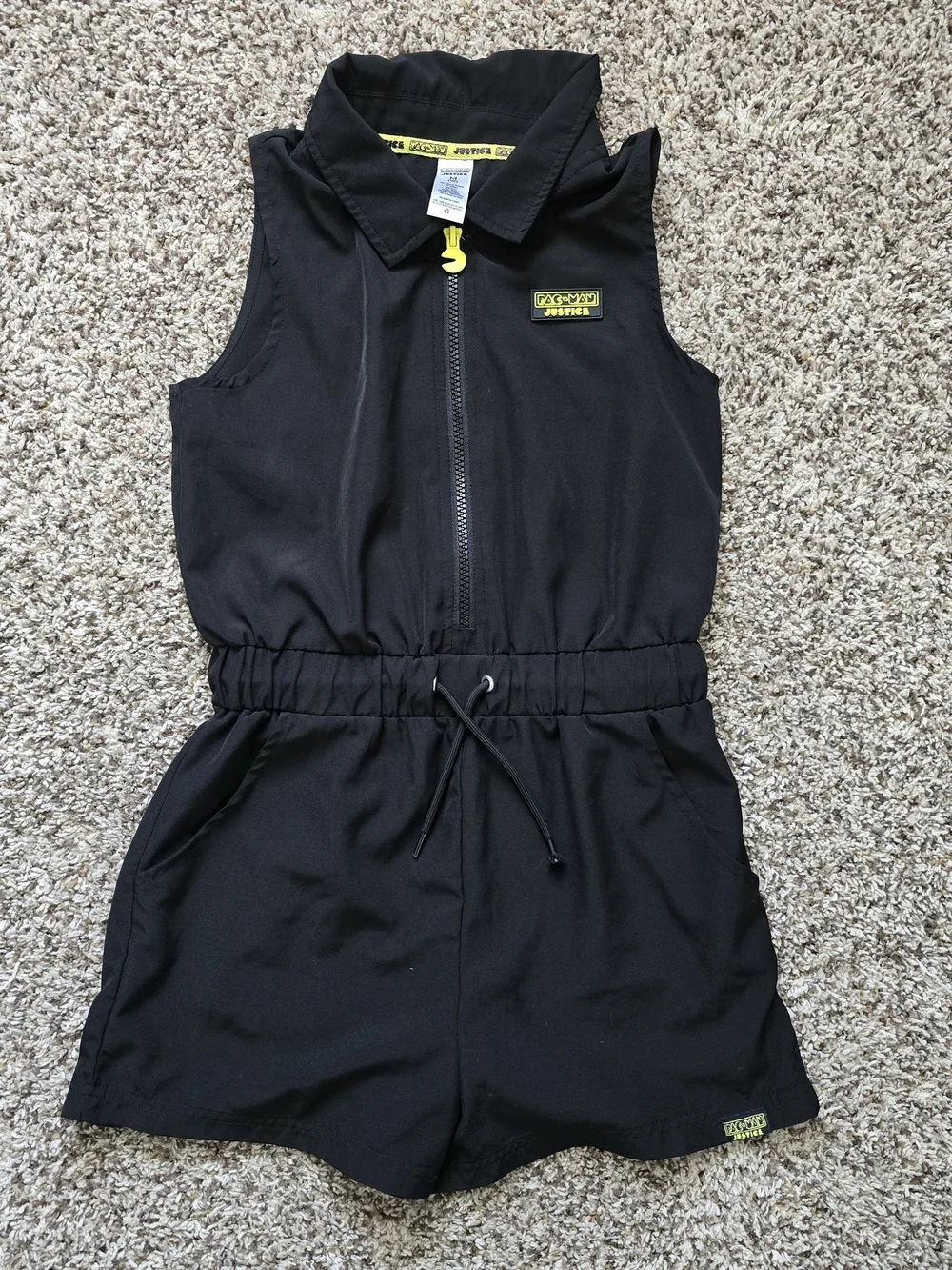 Justice Black Sleeveless Romper with packmen team